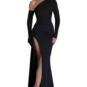 Elegant Black One-Shoulder Evening Dress